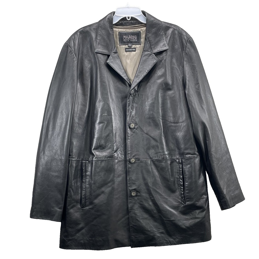 Wilsons Leather Pelle Studio Coat XLT Black Thinsulate Classic‎ Chic 90's Biker